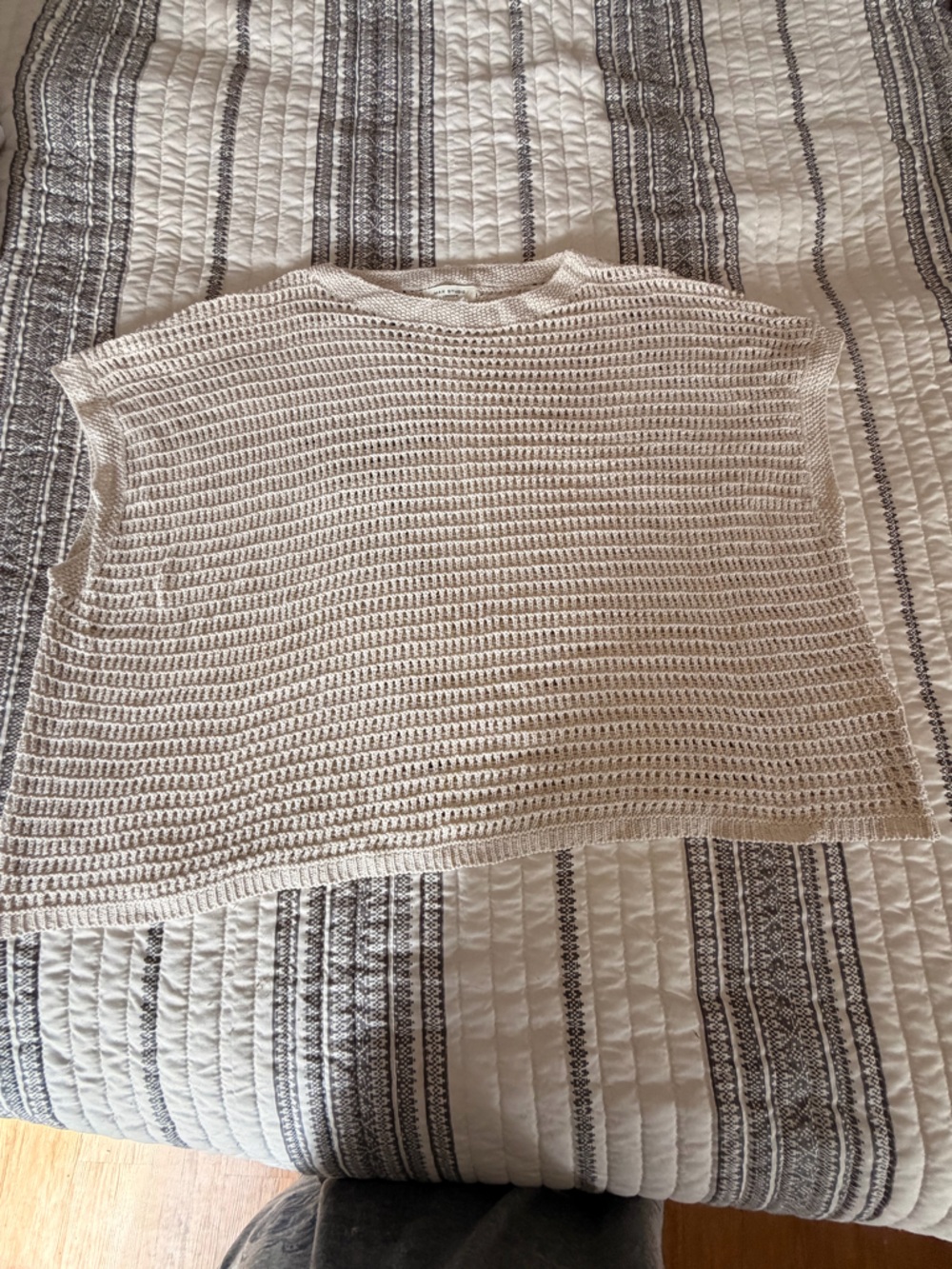 Max Studio Cream Crochet Knit Top